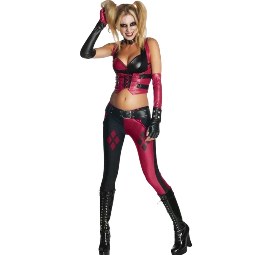 BUNDLE Arkham City Harley Quinn Costume with WIG, SZ L